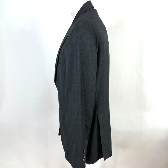 Joseph Abboud 44 R Men's 100% Wool Button Suit Sport Coat Jacket Windowpane - Picture 3 of 16